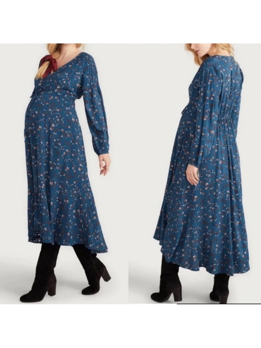 Hatch Blue Floral Maternity Dress